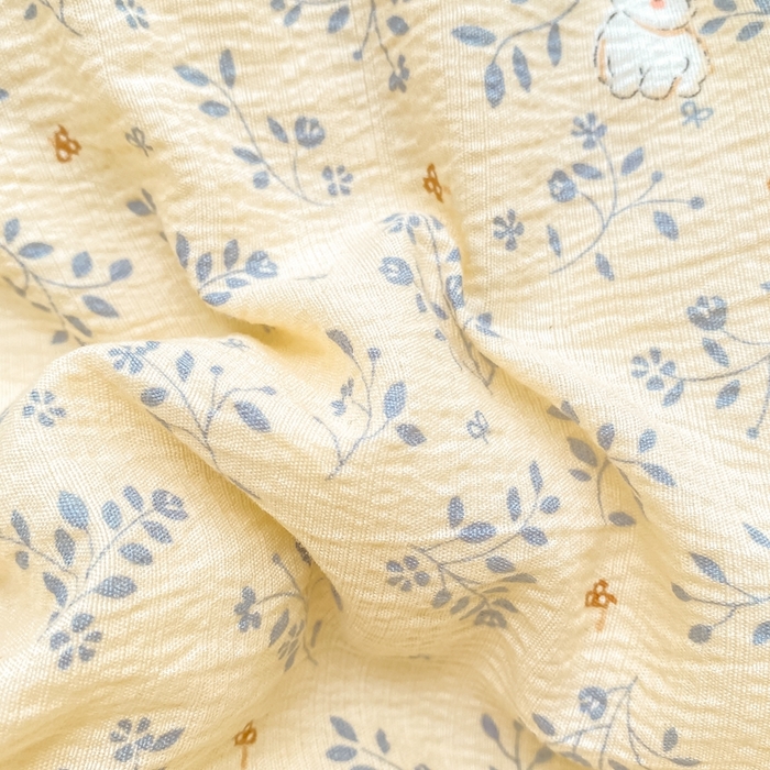 91家纺网 家纺一手货源 找家纺 仟网汇 2025新款云感皱皱纱双层纱棉花立体床垫 花间兔