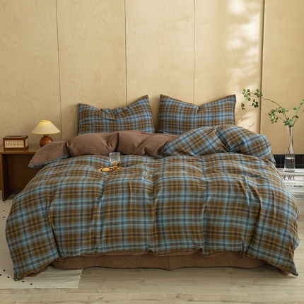 91家纺网 家纺一手货源 找家纺 （总）棉小二 2025新款40S色织全棉双层纱四件套