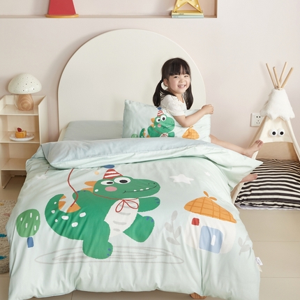 荷马之梦 2025新款童画系列—A类全棉40s数码印花原创大版卡通幼儿园套件 恐龙之家