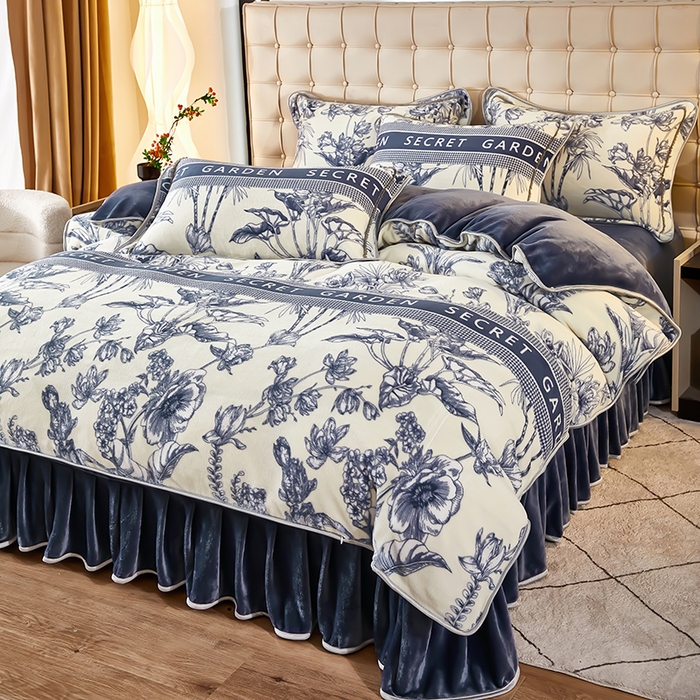 91家纺网 家纺一手货源 找家纺 栩裕 2025新款7斤重牛奶金貂绒印花牛奶绒四件套 维多利