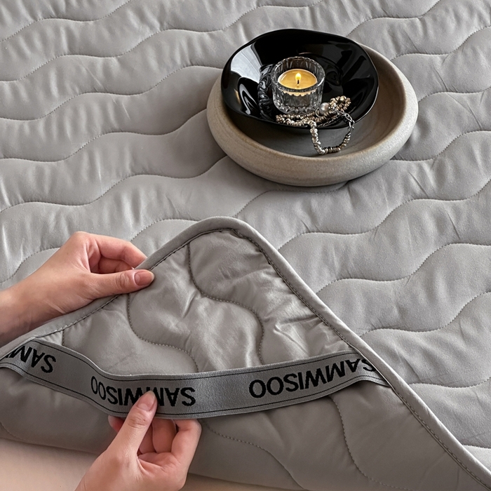 91家纺网 家纺一手货源 找家纺 三味舒屋 2025新款双面全棉软床垫-曼波 曼波灰