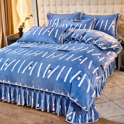 91家纺网 家纺一手货源 找家纺 栩裕 2025新款7斤重牛奶金貂绒印花牛奶绒四件套 接力棒