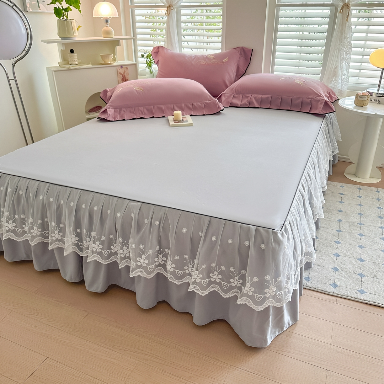 91家纺网 家纺一手货源 找家纺 柔享家（原芷澜家纺） 2025新款水洗棉磨毛系列四件套-恩格斯 豆沙+浅灰