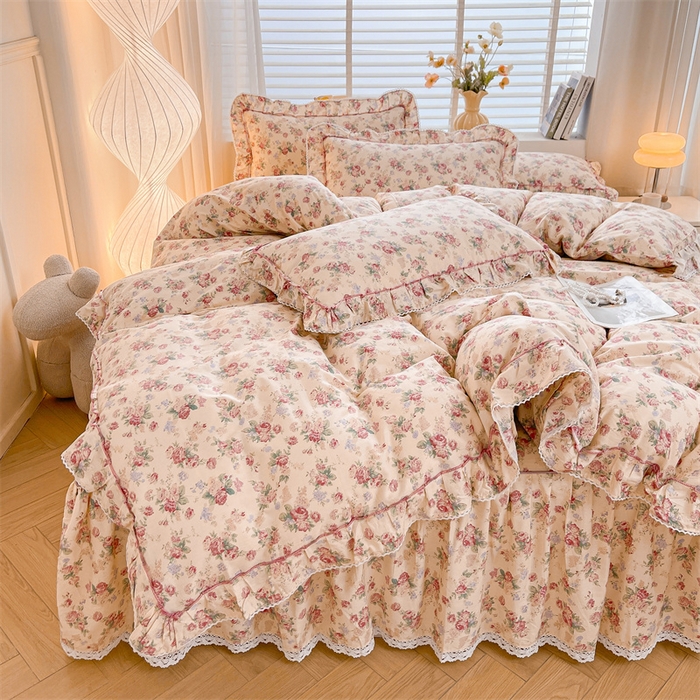 91家纺网 家纺一手货源 找家纺 2025新款韩版全棉公主风床裙单品 蒂芙尼