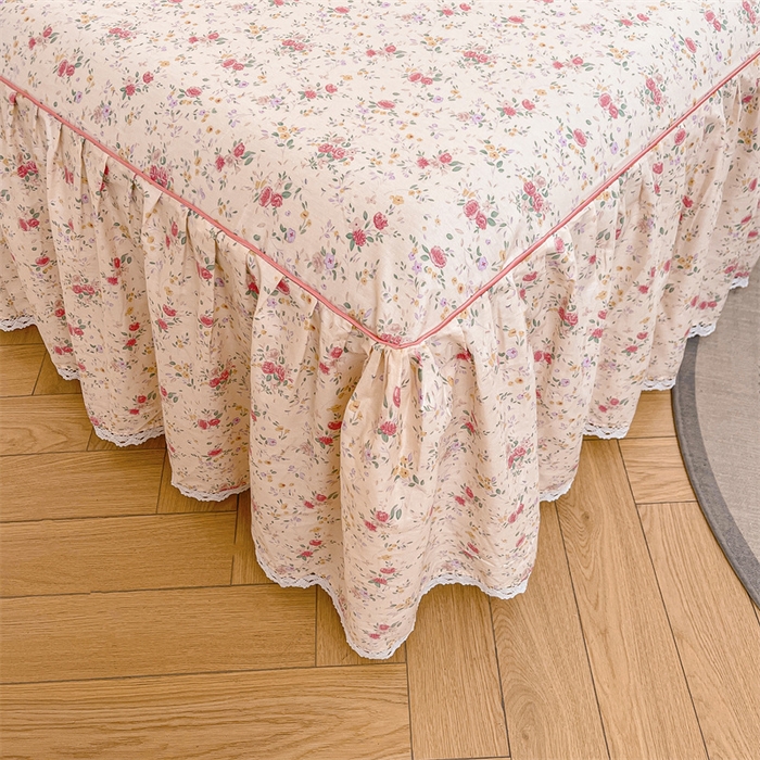 91家纺网 家纺一手货源 找家纺 2025新款韩版全棉公主风床裙单品 雾岛听风