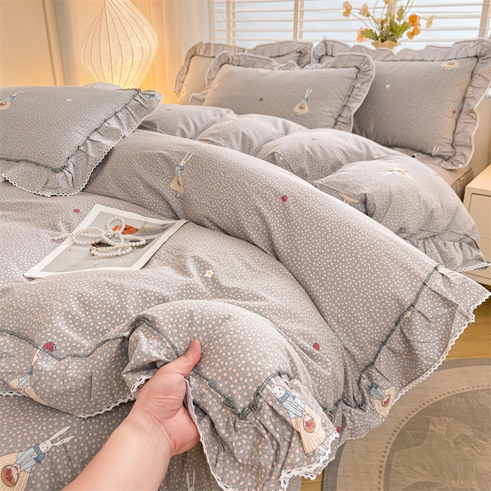 91家纺网 家纺一手货源 找家纺 2025新款韩版全棉公主风床裙单品 小萝莉