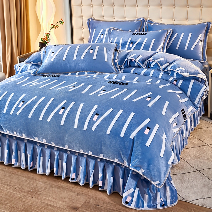 91家纺网 家纺一手货源 找家纺 栩裕 2025新款7斤重牛奶金貂绒印花牛奶绒四件套 接力棒