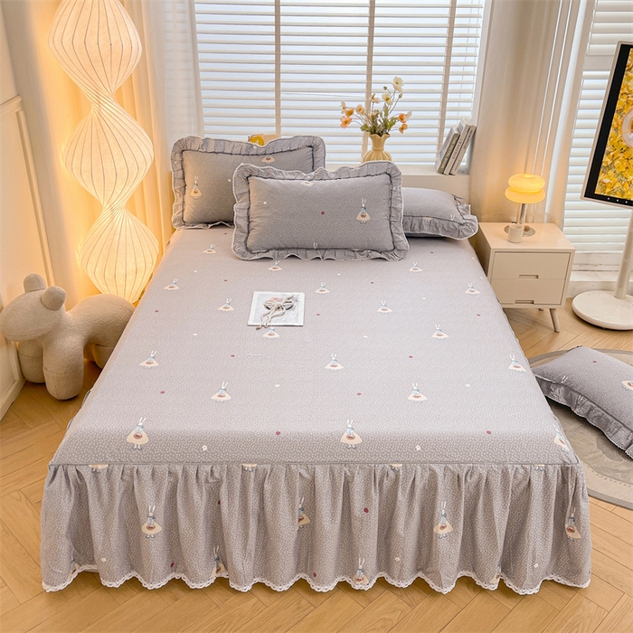 91家纺网 家纺一手货源 找家纺 2025新款韩版全棉公主风床裙单品 小萝莉