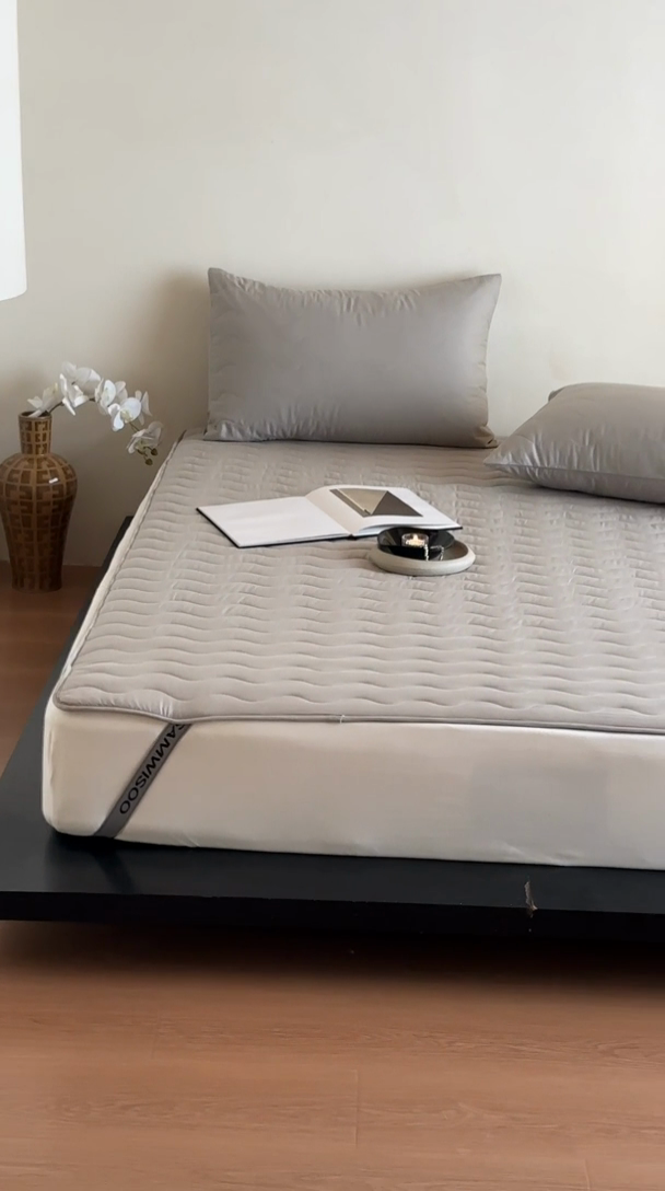 91家纺网 家纺一手货源 找家纺 三味舒屋 2025新款双面全棉软床垫-曼波 曼波灰