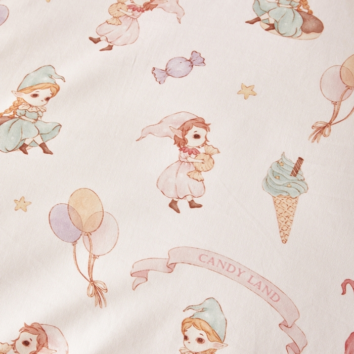 91家纺网 家纺一手货源 找家纺 荷马之梦 2025新款梦境系列—全棉40s数码印花原创手绘小版儿童幼儿园套件 糖果女孩