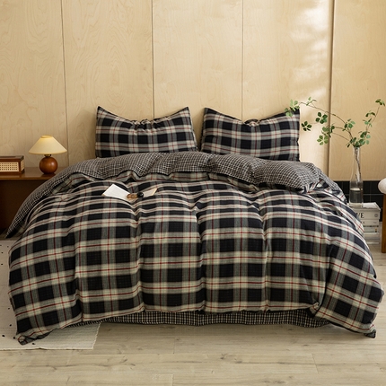 91家纺网 家纺一手货源 找家纺 （总）棉小二 2024新款双面全棉色织水洗棉床盖三四件套