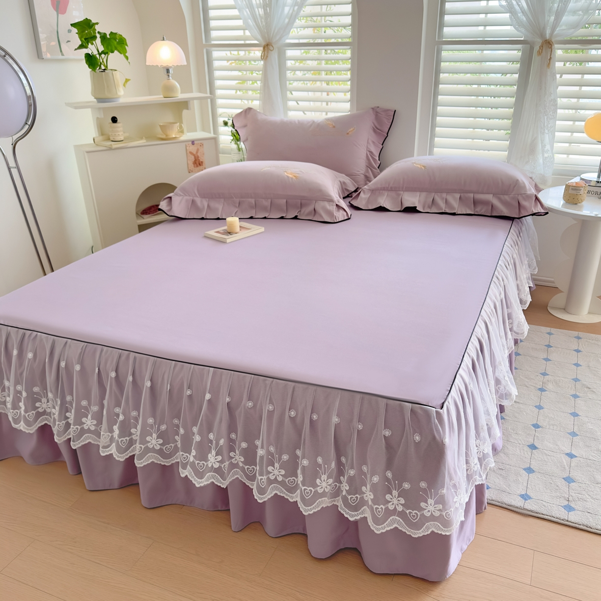 91家纺网 家纺一手货源 找家纺 柔享家（原芷澜家纺） 2025新款水洗棉磨毛系列四件套-恩格斯 丁香紫+香芋紫