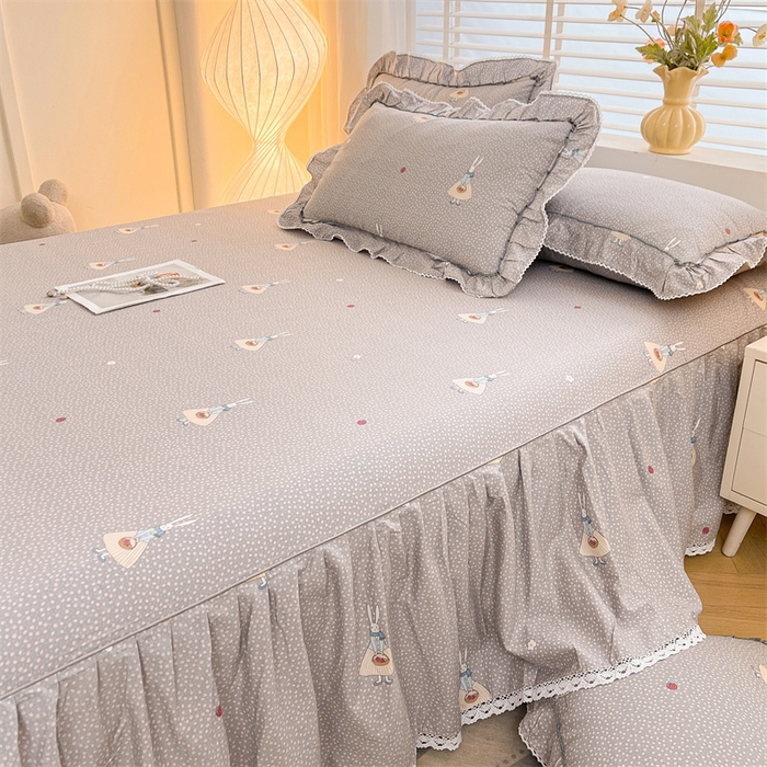 91家纺网 家纺一手货源 找家纺 2025新款韩版全棉公主风床裙单品 小萝莉