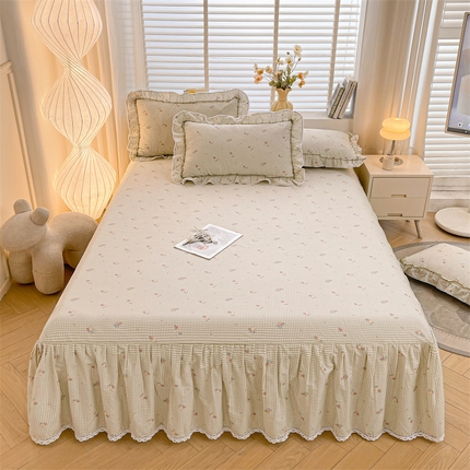 2025新款韩版全棉公主风床裙单品 苏语绿