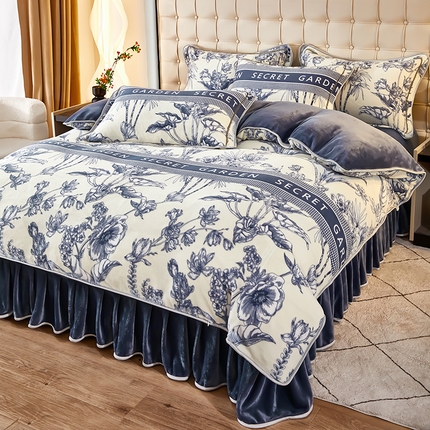 91家纺网 家纺一手货源 找家纺 栩裕 2025新款7斤重牛奶金貂绒印花牛奶绒四件套 维多利