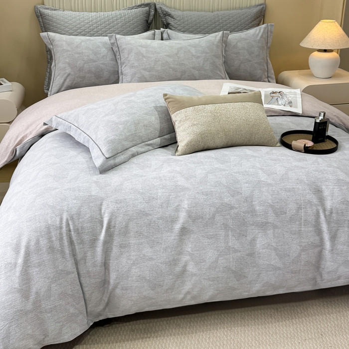 91家纺网 家纺一手货源 找家纺 凌鼎 2025新款100%全棉磨毛四件套数码印花加厚纯棉磨毛四件套 琥珀灰