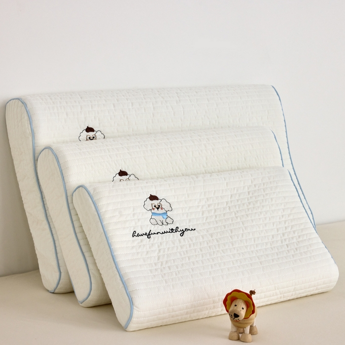 91家纺网 家纺一手货源 找家纺 （总）昕科 2025新款全棉水洗棉亲子乳胶枕-小白布丁狗