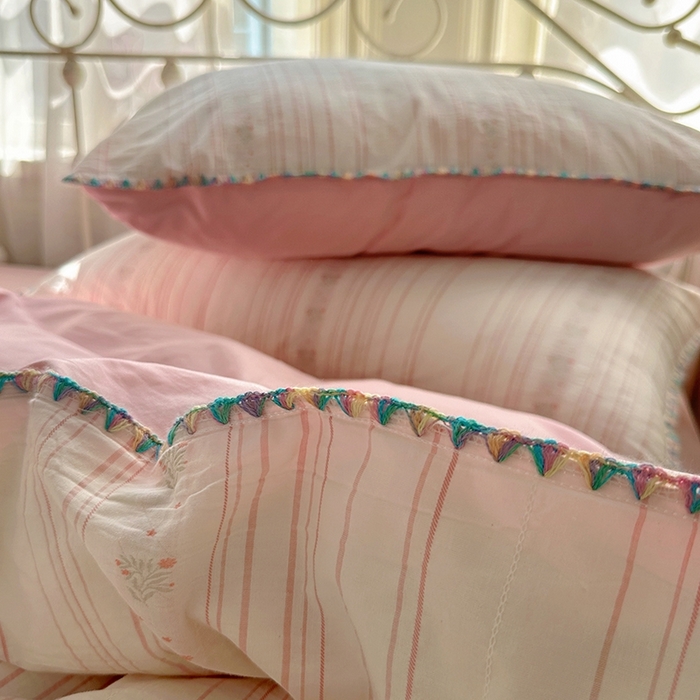 91家纺网 家纺一手货源 找家纺 田野 2025新款全棉水洗棉提花四件套 花颜