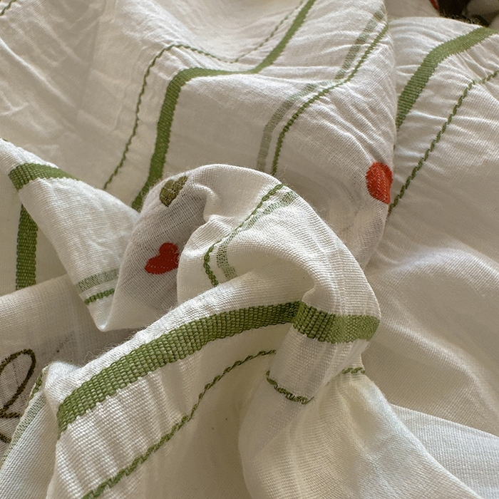 91家纺网 家纺一手货源 找家纺 田野 2025新款全棉水洗棉提花四件套 樱桃-绿