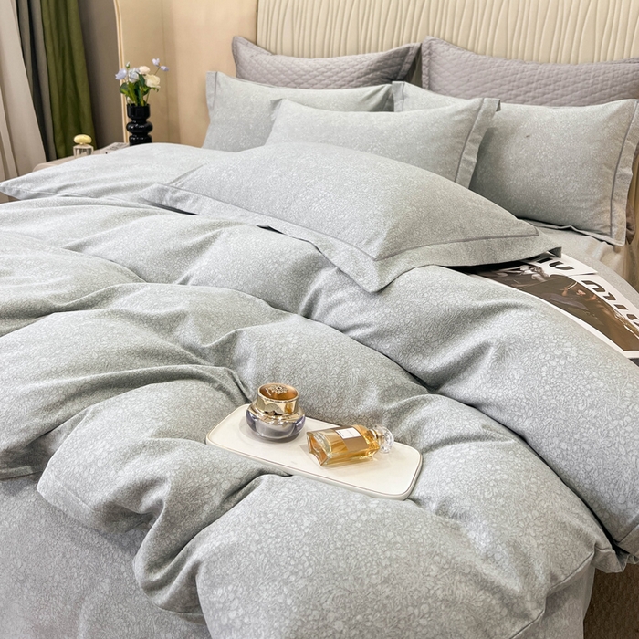 91家纺网 家纺一手货源 找家纺 凌鼎 2025新款100%全棉磨毛四件套数码印花加厚纯棉磨毛四件套 悦枝灰