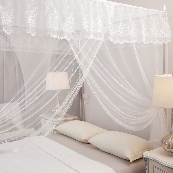 91家纺网 家纺一手货源 找家纺 （总）胜权家纺 2025秋冬新款单开门落地宫廷蚊帐不锈钢螺纹接口支架加粗加厚