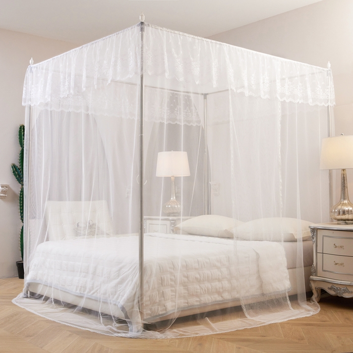 91家纺网 家纺一手货源 找家纺 （总）胜权家纺 2025秋冬新款单开门落地宫廷蚊帐不锈钢螺纹接口支架加粗加厚