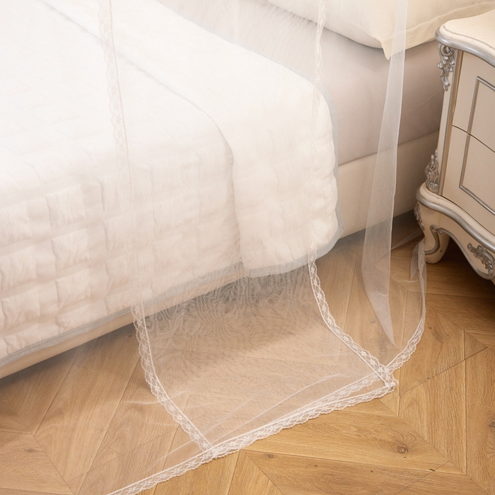 91家纺网 家纺一手货源 找家纺 胜权家纺 2025秋冬新款单开门落地宫廷蚊帐不锈钢螺纹接口支架加粗加厚 单开门蚊帐