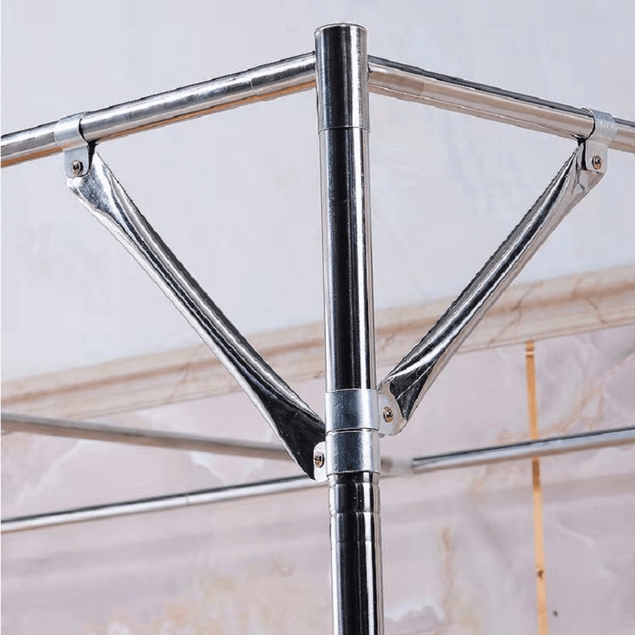 91家纺网 家纺一手货源 找家纺 胜权家纺 2025秋冬新款单开门落地宫廷蚊帐不锈钢螺纹接口支架加粗加厚 加固三角斜撑