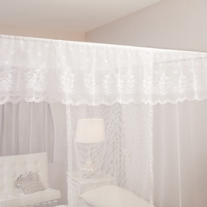 91家纺网 家纺一手货源 找家纺 胜权家纺 2025秋冬新款单开门落地宫廷蚊帐不锈钢螺纹接口支架加粗加厚 双开门蚊帐