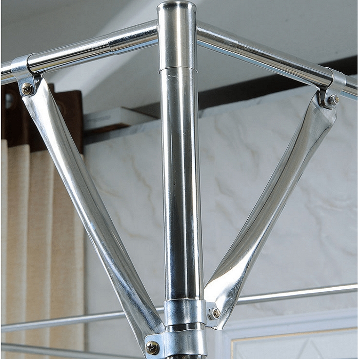 91家纺网 家纺一手货源 找家纺 胜权家纺 2025秋冬新款单开门落地宫廷蚊帐不锈钢螺纹接口支架加粗加厚 加固三角斜撑