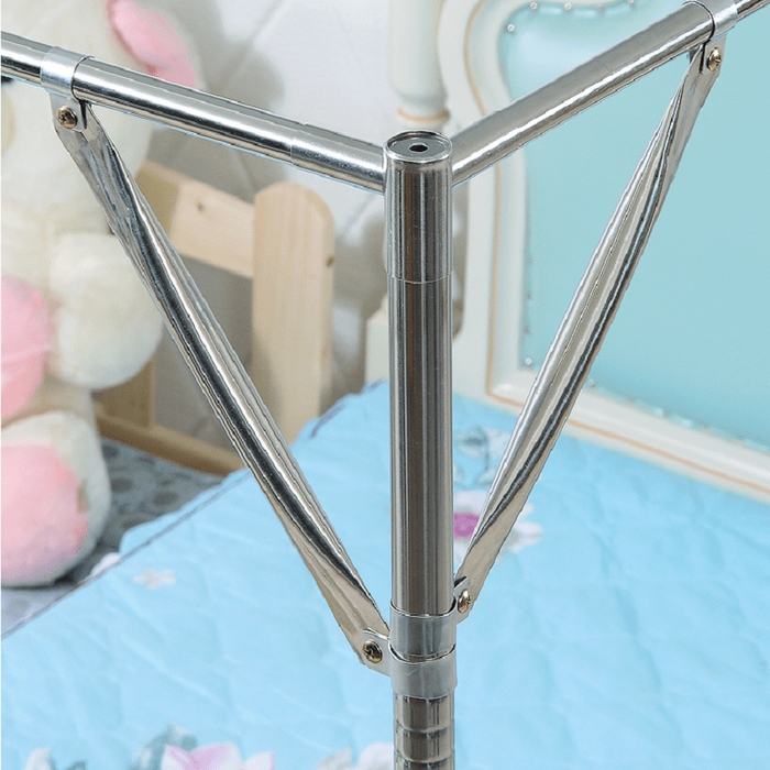 91家纺网 家纺一手货源 找家纺 胜权家纺 2025秋冬新款单开门落地宫廷蚊帐不锈钢螺纹接口支架加粗加厚 加固三角斜撑