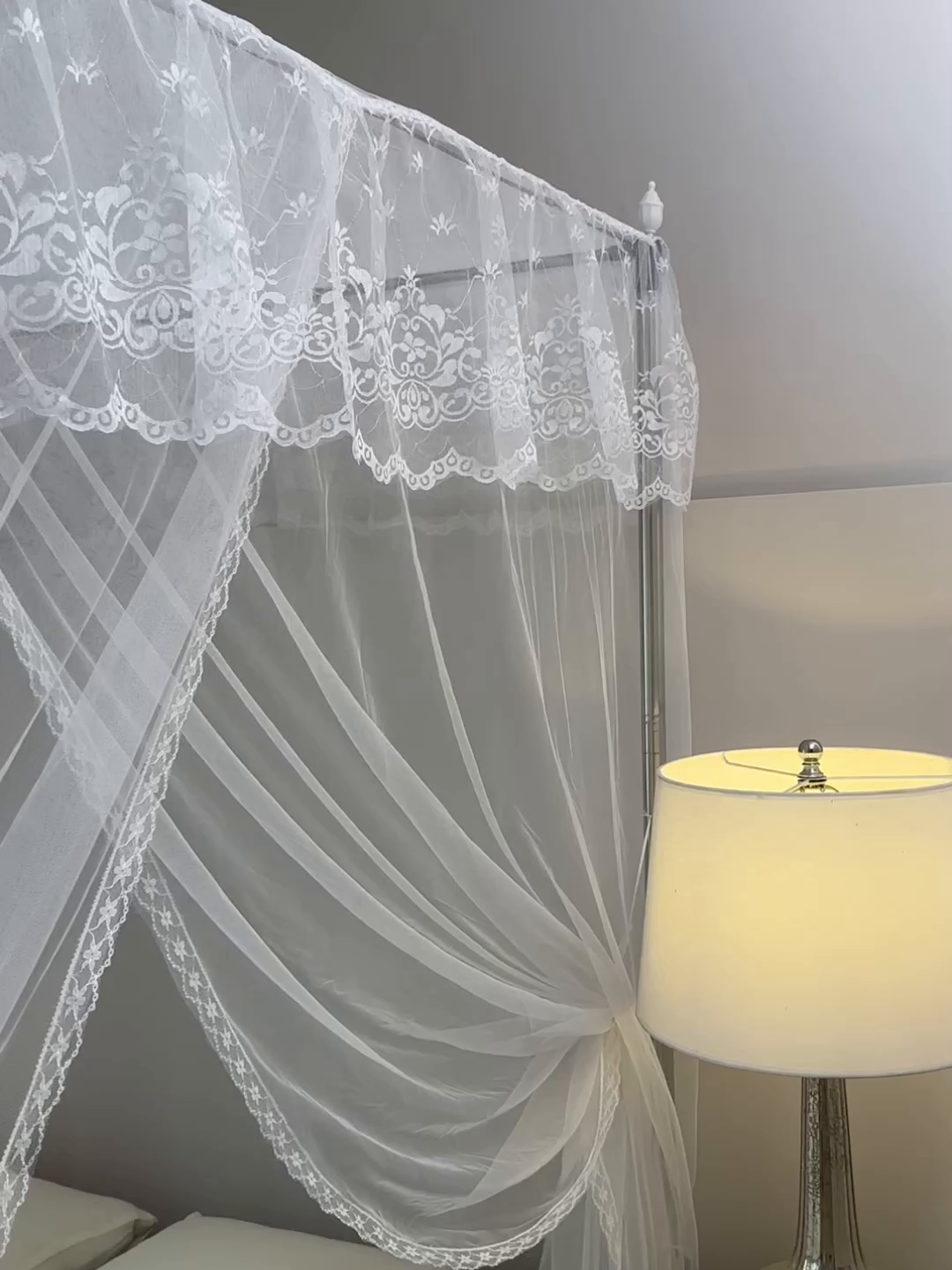 91家纺网 家纺一手货源 找家纺 （总）胜权家纺 2025秋冬新款单开门落地宫廷蚊帐不锈钢螺纹接口支架加粗加厚