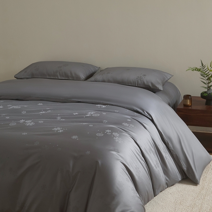 91家纺网 家纺一手货源 找家纺 （总）ONE TWO ONE 121 2025新款100S长绒棉纯棉活性印染提花四件套-雪落绒花（控价券后不得低于228/318/338元）