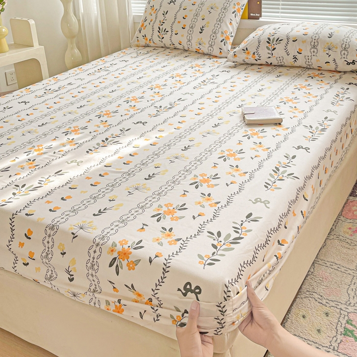 极梦家纺 2025新款磨毛植物羊绒印花单床笠三件套学生宿舍 迷情花海床笠款