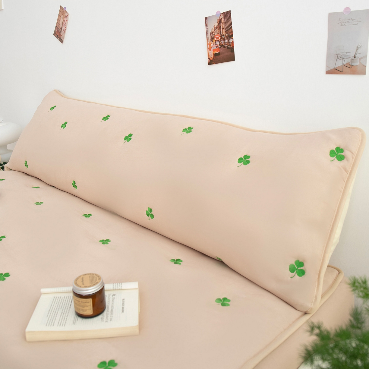 云玲时尚 2025新款亲肤夹棉绣花双人枕套-叶子系列 叶子-卡其