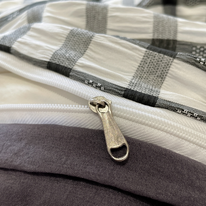 91家纺网 家纺一手货源 找家纺 凯洛奇 2025新款窗格纹泡泡纱阳离子四件套（提供买家秀） 窗格纹泡泡纱-黑白配