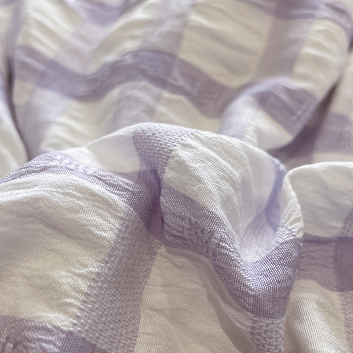 91家纺网 家纺一手货源 找家纺 凯洛奇 2025新款窗格纹泡泡纱阳离子四件套 窗格纹泡泡纱-梦幻紫（提供买家秀）