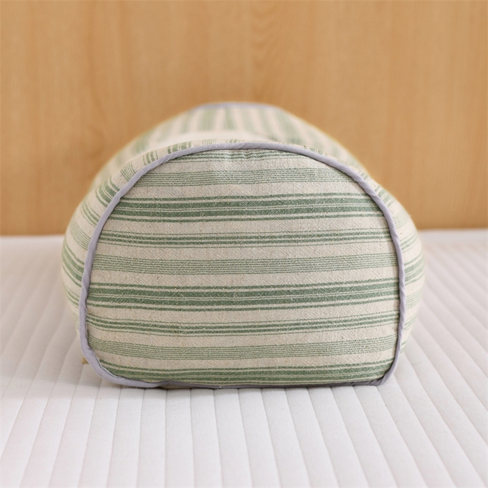 91家纺网 家纺一手货源 找家纺 织布人 2025新款荞麦枕棉麻韩式无印风元宝枕头全荞麦颈椎高枕硬枕芯 韩式无印风元宝枕-绿条纹 48x20x8cm/只