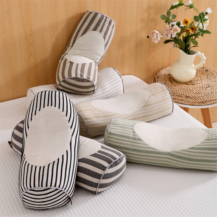 91家纺网 家纺一手货源 找家纺 织布人 2025新款荞麦枕棉麻韩式无印风元宝枕头全荞麦颈椎高枕硬枕芯 组合图仅供展示 48x20x8cm/只