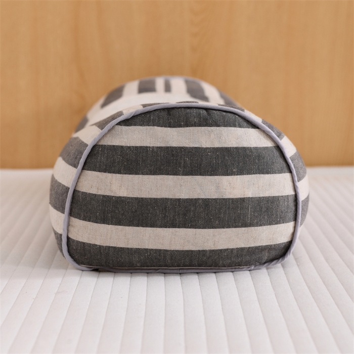 91家纺网 家纺一手货源 找家纺 织布人 2025新款荞麦枕棉麻韩式无印风元宝枕头全荞麦颈椎高枕硬枕芯 韩式无印风元宝枕-黑白条纹 48x20x8cm/只