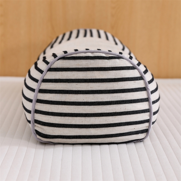 91家纺网 家纺一手货源 找家纺 织布人 2025新款荞麦枕棉麻韩式无印风元宝枕头全荞麦颈椎高枕硬枕芯 韩式无印风元宝枕-细黑条纹 48x20x8cm/只