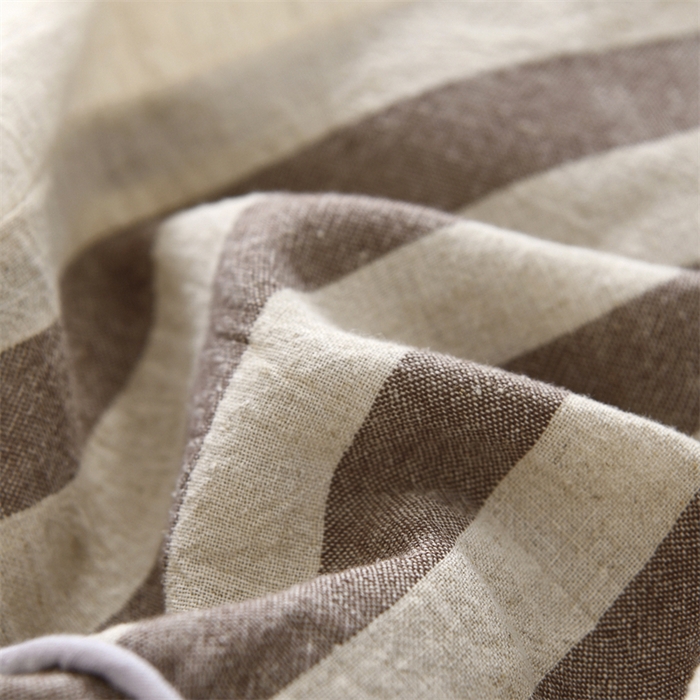 91家纺网 家纺一手货源 找家纺 织布人 2025新款荞麦枕棉麻韩式无印风元宝枕头全荞麦颈椎高枕硬枕芯 韩式无印风元宝枕-咖白条纹 48x20x8cm/只