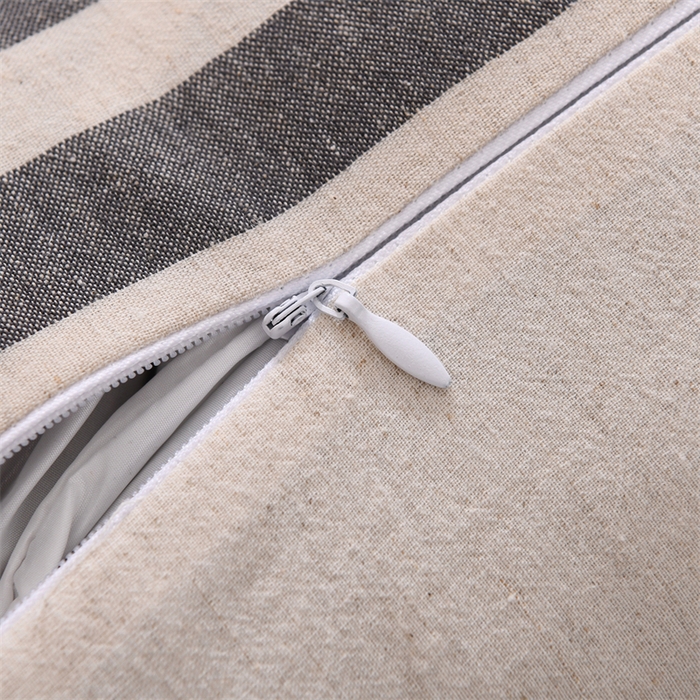 91家纺网 家纺一手货源 找家纺 织布人 2025新款荞麦枕棉麻韩式无印风元宝枕头全荞麦颈椎高枕硬枕芯 韩式无印风元宝枕-黑白条纹 48x20x8cm/只