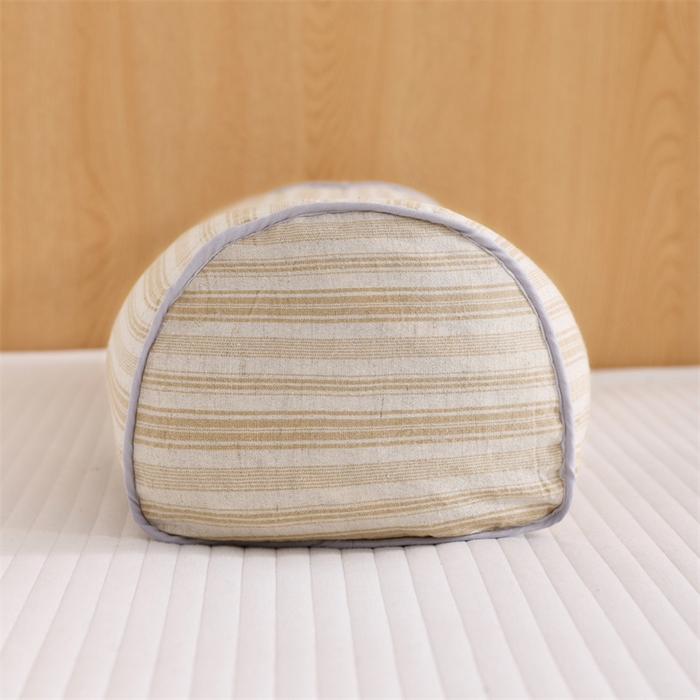 91家纺网 家纺一手货源 找家纺 织布人 2025新款荞麦枕棉麻韩式无印风元宝枕头全荞麦颈椎高枕硬枕芯 韩式无印风元宝枕-细咖条纹 48x20x8cm/只