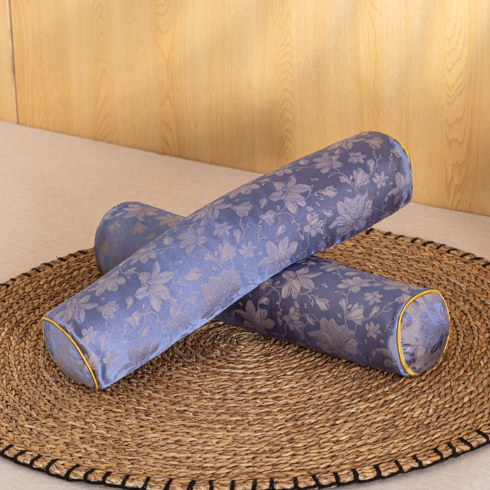 91家纺网 家纺一手货源 找家纺 织布人 2025新款荞麦枕丝绸贡缎圆柱糖果枕调养颈椎专用枕头硬枕芯 贡缎颈椎糖果枕-圆柱紫色 50x12cm/只