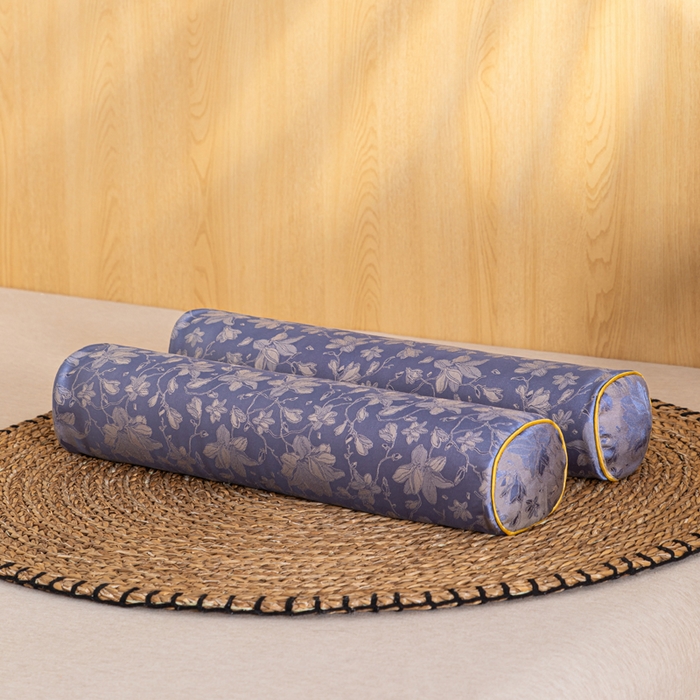 91家纺网 家纺一手货源 找家纺 织布人 2025新款荞麦枕丝绸贡缎圆柱糖果枕调养颈椎专用枕头硬枕芯 贡缎颈椎糖果枕-圆柱紫色 50x12cm/只