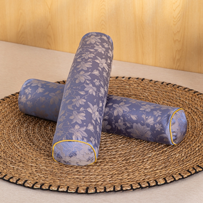 91家纺网 家纺一手货源 找家纺 织布人 2025新款荞麦枕丝绸贡缎圆柱糖果枕调养颈椎专用枕头硬枕芯 贡缎颈椎糖果枕-圆柱紫色 50x12cm/只