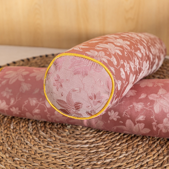 91家纺网 家纺一手货源 找家纺 织布人 2025新款荞麦枕丝绸贡缎圆柱糖果枕调养颈椎专用枕头硬枕芯 贡缎颈椎糖果枕-圆柱玉色 50x12cm/只