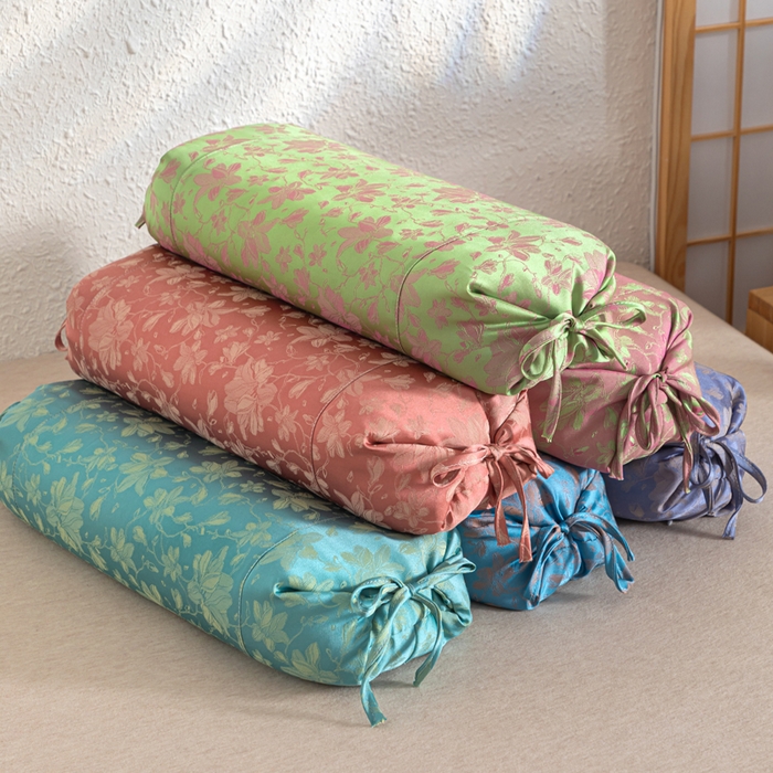 （总）织布人 2025新款荞麦枕贡缎提花可调节高度糖果枕头颈椎专用枕腰靠枕芯