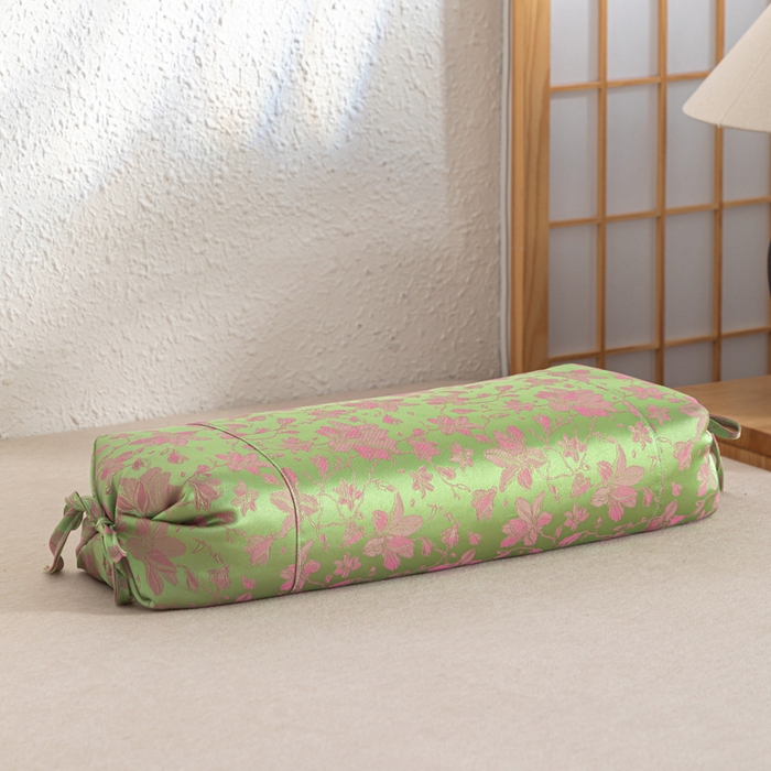 91家纺网 家纺一手货源 找家纺 织布人 2025新款荞麦枕贡缎提花可调节高度糖果枕头颈椎专用枕腰靠枕芯 贡缎提花可调节糖果枕-绿色 56x28cm/只